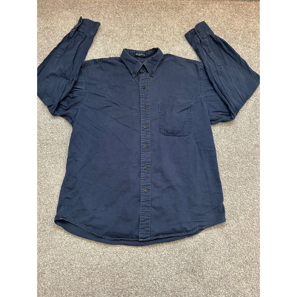 Britches Great Outdoors Shirt Mens Large Navy Blue Excellent Cotton Button Down